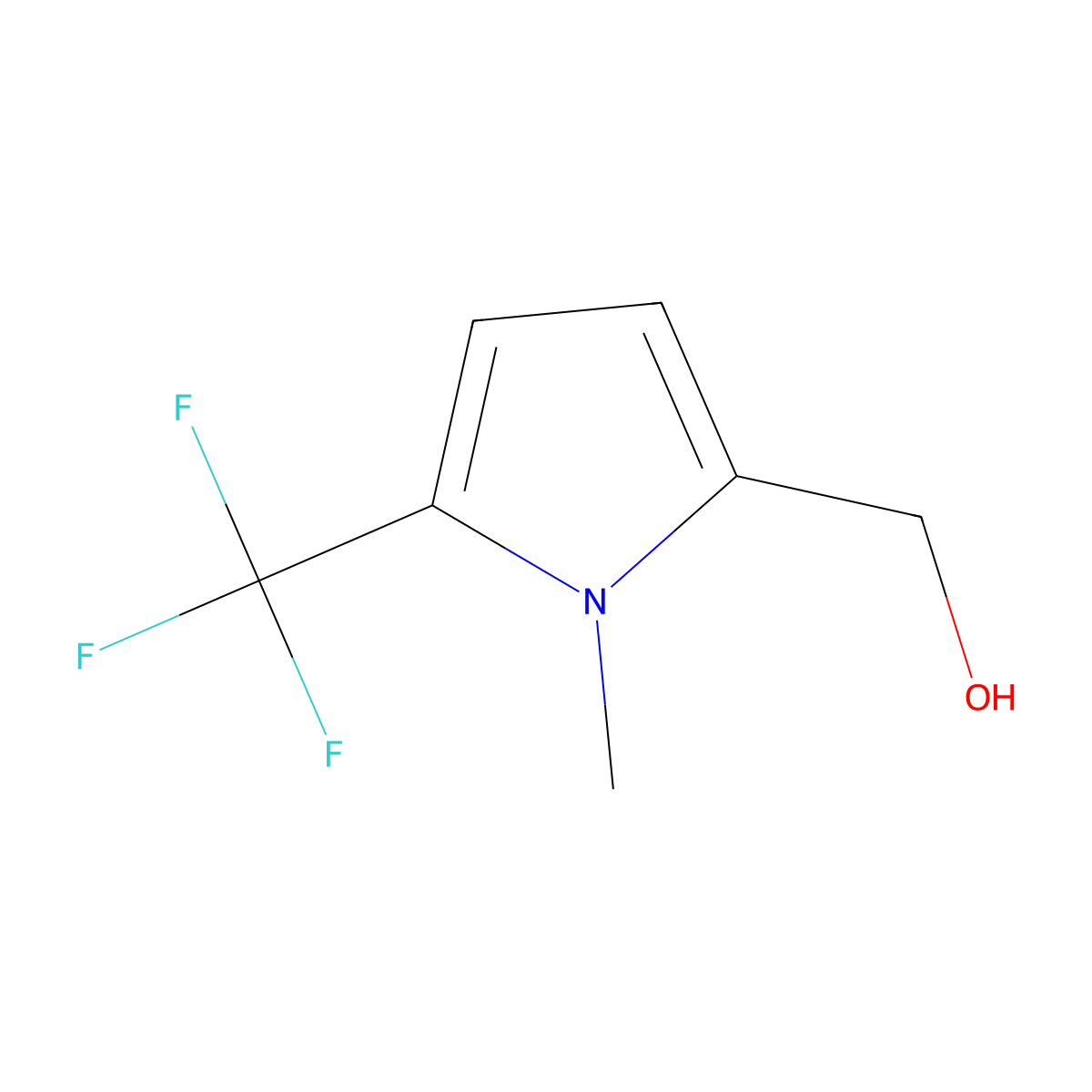 (1-Methyl-5-(trifluoromethyl)-1H-pyrrol-2-yl)methanol molecular structure, CAS 1823920-39-3
