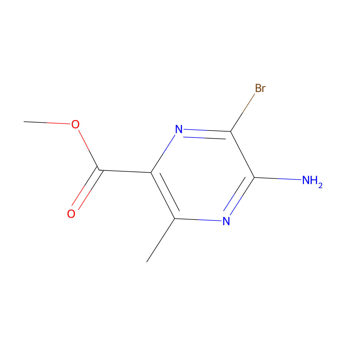 2-Pyrazinecarboxylic acid, 5-amino-6-bromo-3-methyl-, methyl ester molecular structure, CAS 1823921-17-0