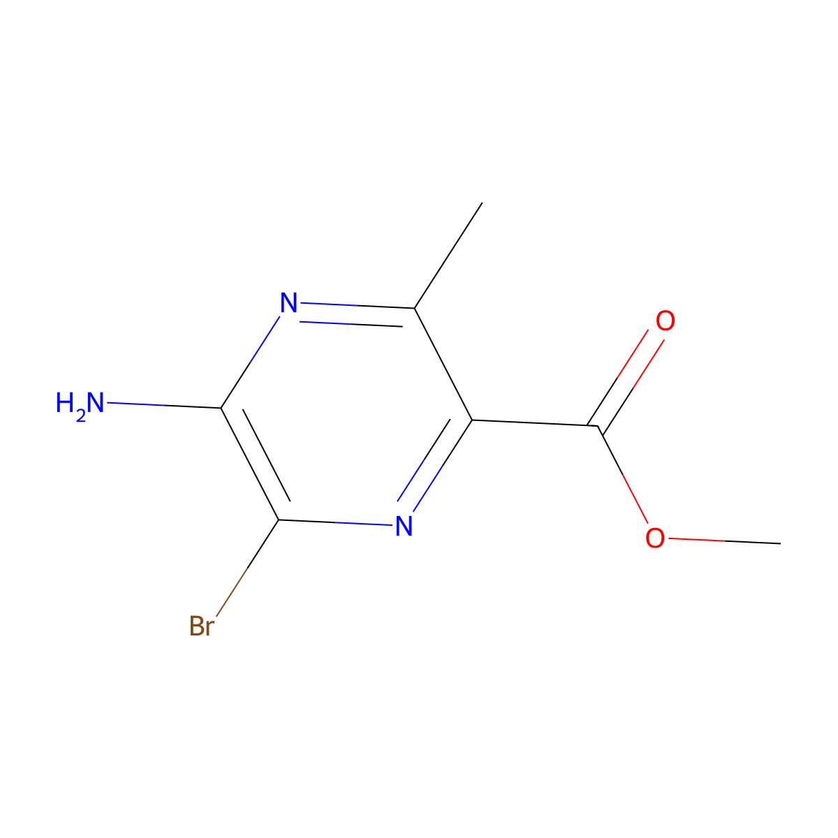 2-Pyrazinecarboxylic acid, 5-amino-6-bromo-3-methyl-, methyl ester molecular structure, CAS 1823921-17-0