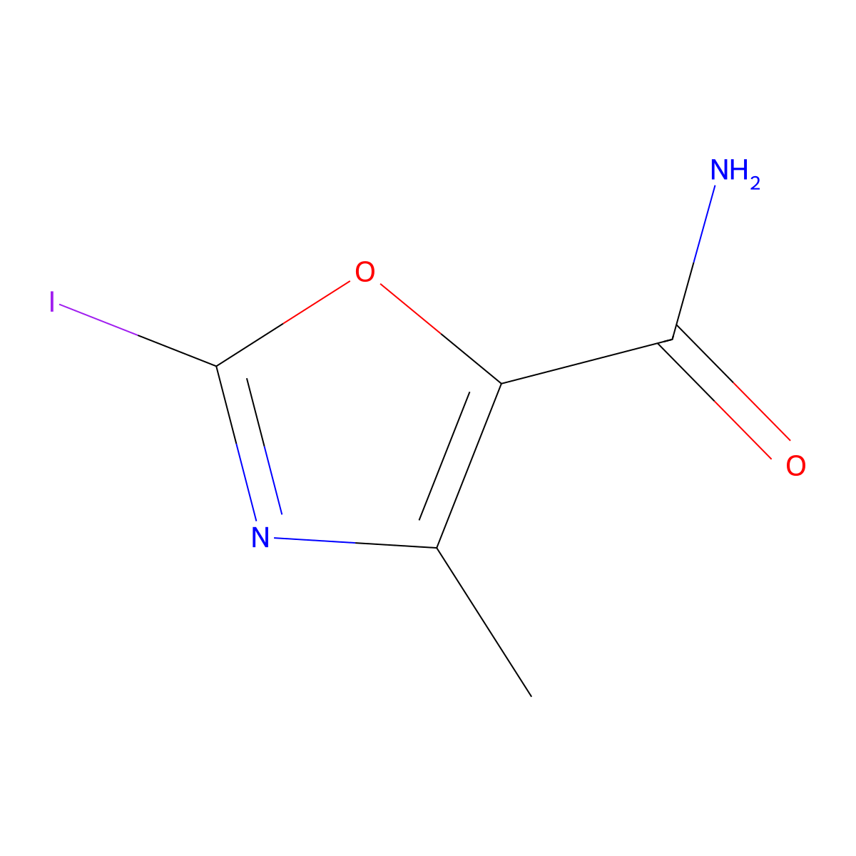 2-Iodo-4-methyloxazole-5-carboxamide molecular structure, CAS 1823921-57-8
