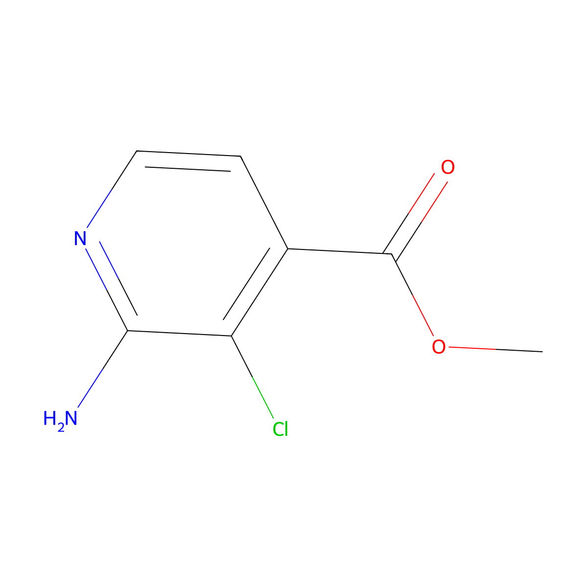 Methyl 2-amino-3-chloropyridine-4-carboxylate molecular structure, CAS 1823921-98-7