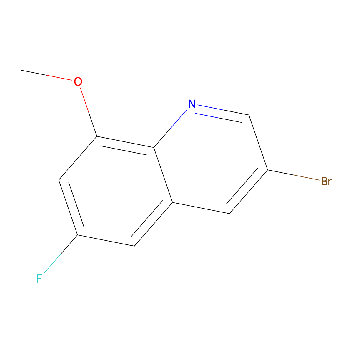 3-Bromo-6-fluoro-8-methoxyquinoline molecular structure, CAS 1823923-46-1