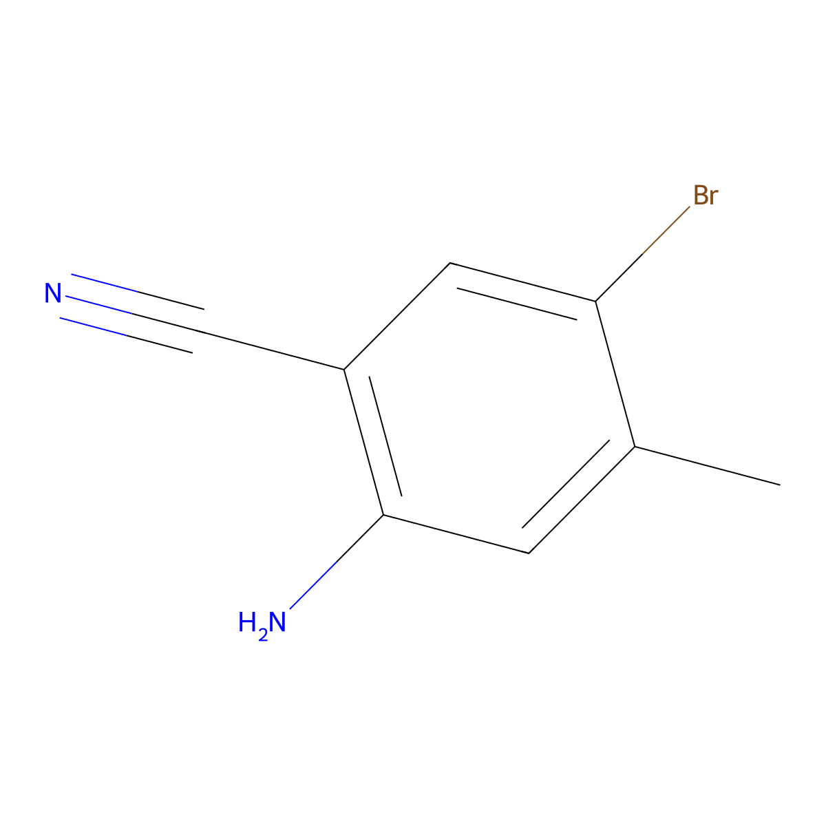 2-Amino-5-bromo-4-methylbenzonitrile molecular structure, CAS 1823924-16-8