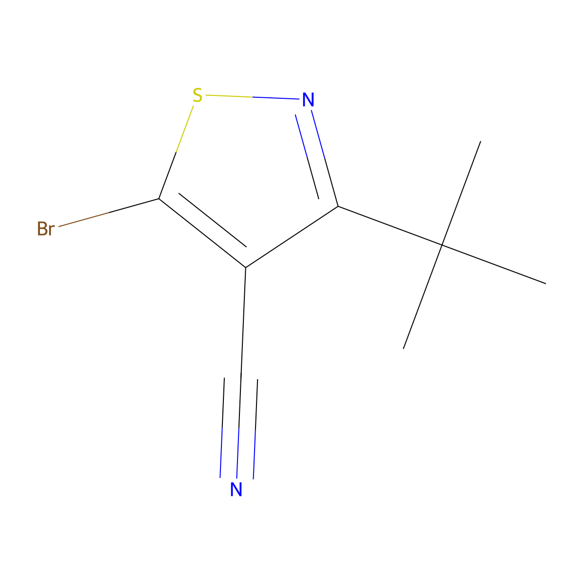 5-Bromo-3-(tert-butyl)isothiazole-4-carbonitrile molecular structure, CAS 1823924-60-2
