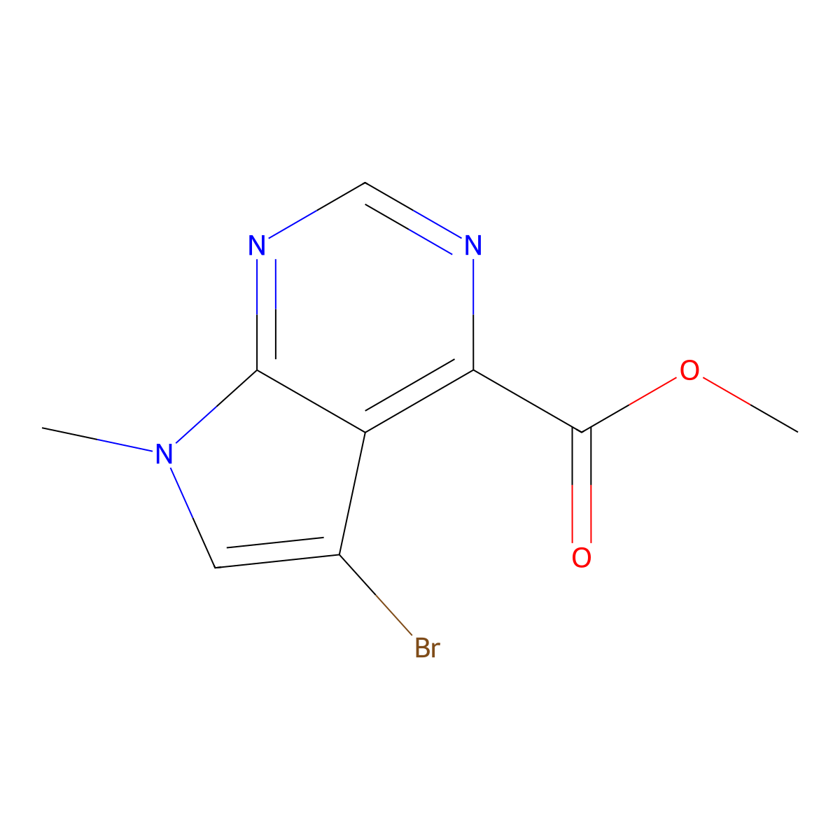 Methyl 5-bromo-7-methyl-7H-pyrrolo[2,3-D]pyrimidine-4-carboxylate molecular structure, CAS 1823924-68-0