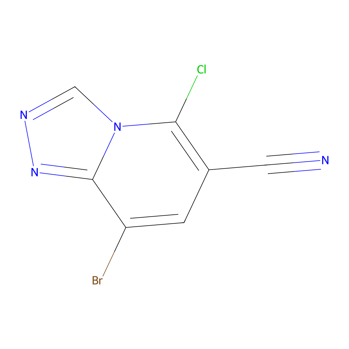 8-broMo-5-chloro-[1,2,4]triazolo[4,3-a]pyridine-6-carbonitrile molecular structure, CAS 1823924-70-4