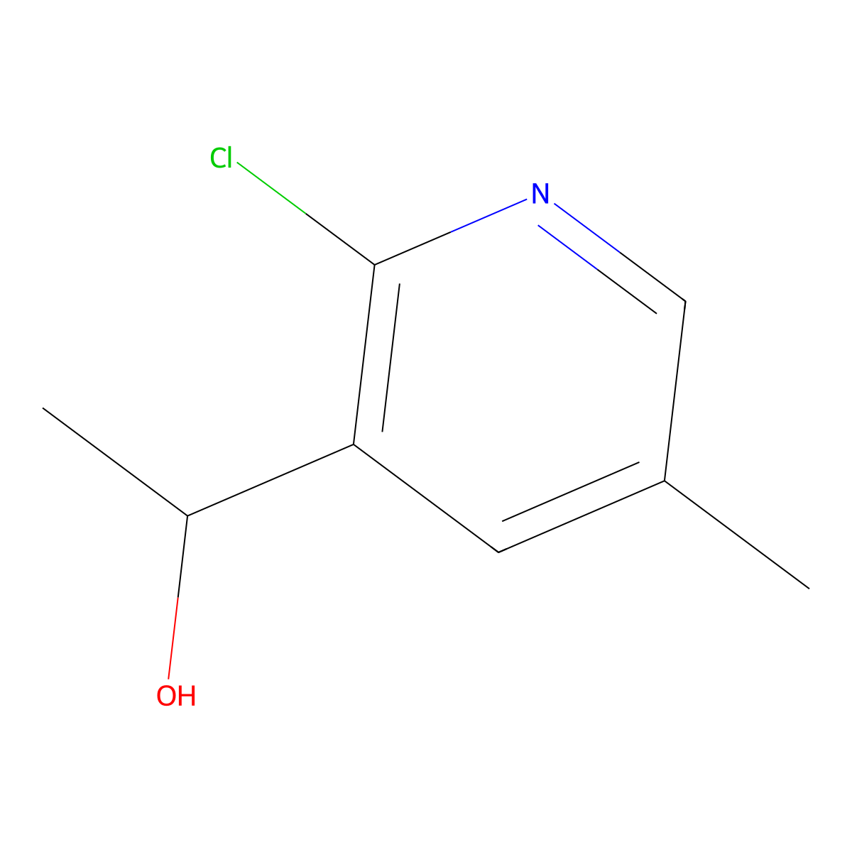 1-(2-Chloro-5-methylpyridin-3-yl)ethanol molecular structure, CAS 1823925-87-6