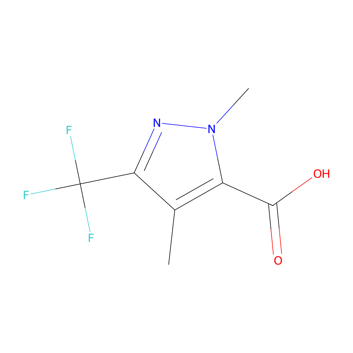 1,4-Dimethyl-3-(trifluoromethyl)-1H-pyrazole-5-carboxylic acid molecular structure, CAS 1823928-90-0