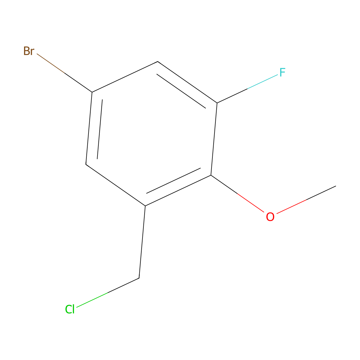 5-Bromo-1-(chloromethyl)-3-fluoro-2-methoxybenzene molecular structure, CAS 1823928-95-5