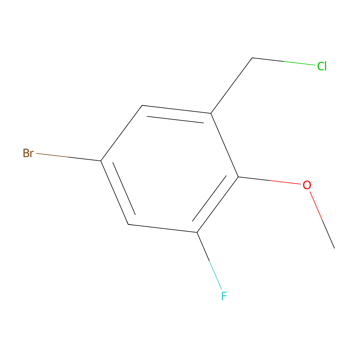 5-Bromo-1-(chloromethyl)-3-fluoro-2-methoxybenzene molecular structure, CAS 1823928-95-5