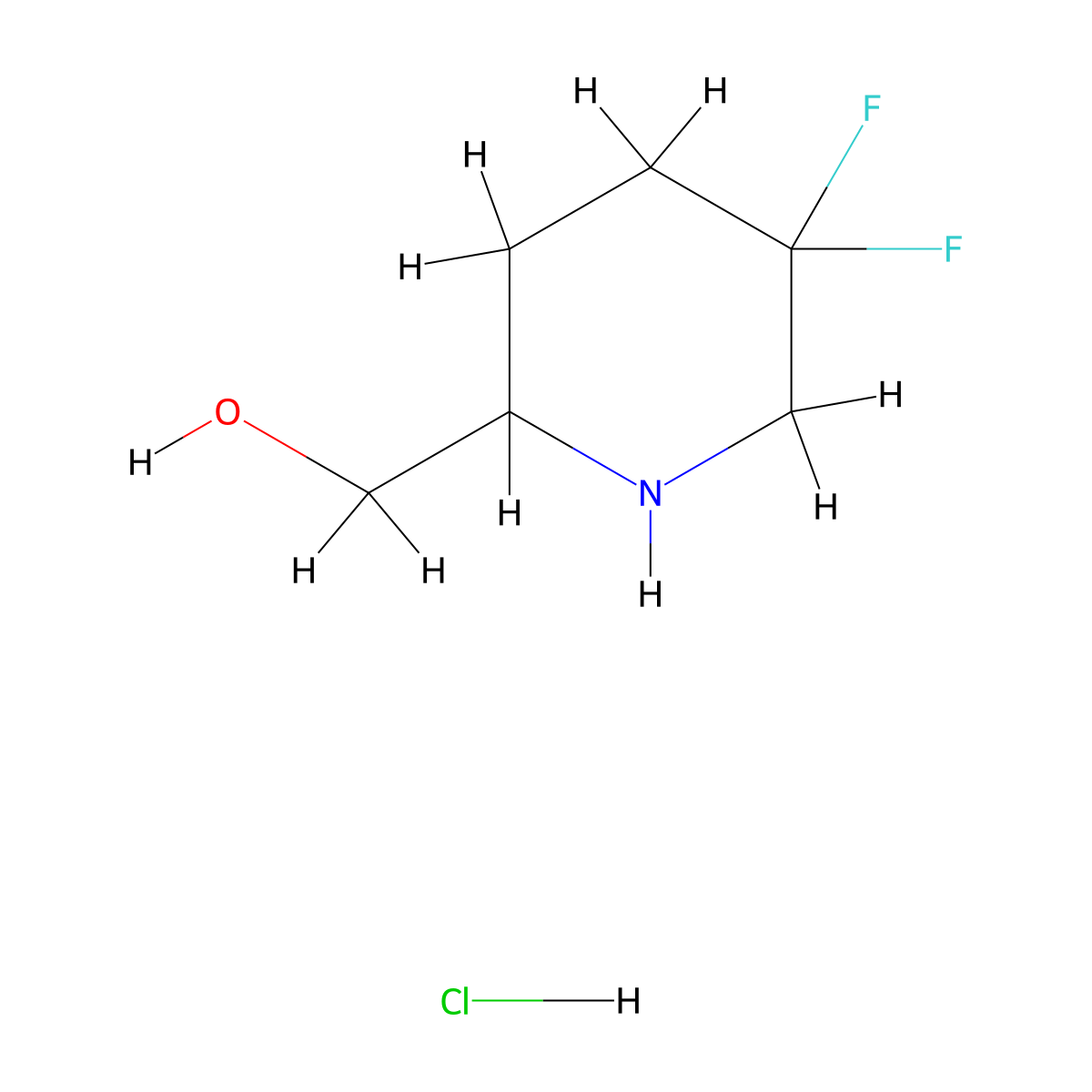 (5,5-Difluoropiperidin-2-yl)methanol hydrochloride molecular structure, CAS 1823930-16-0