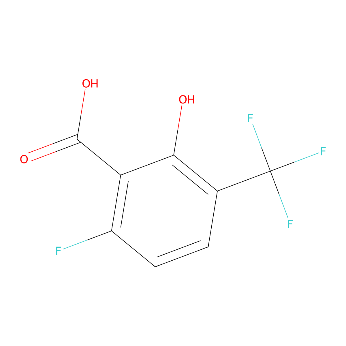 6-Fluoro-2-hydroxy-3-(trifluoromethyl)benzoic acid molecular structure, CAS 1823930-40-0