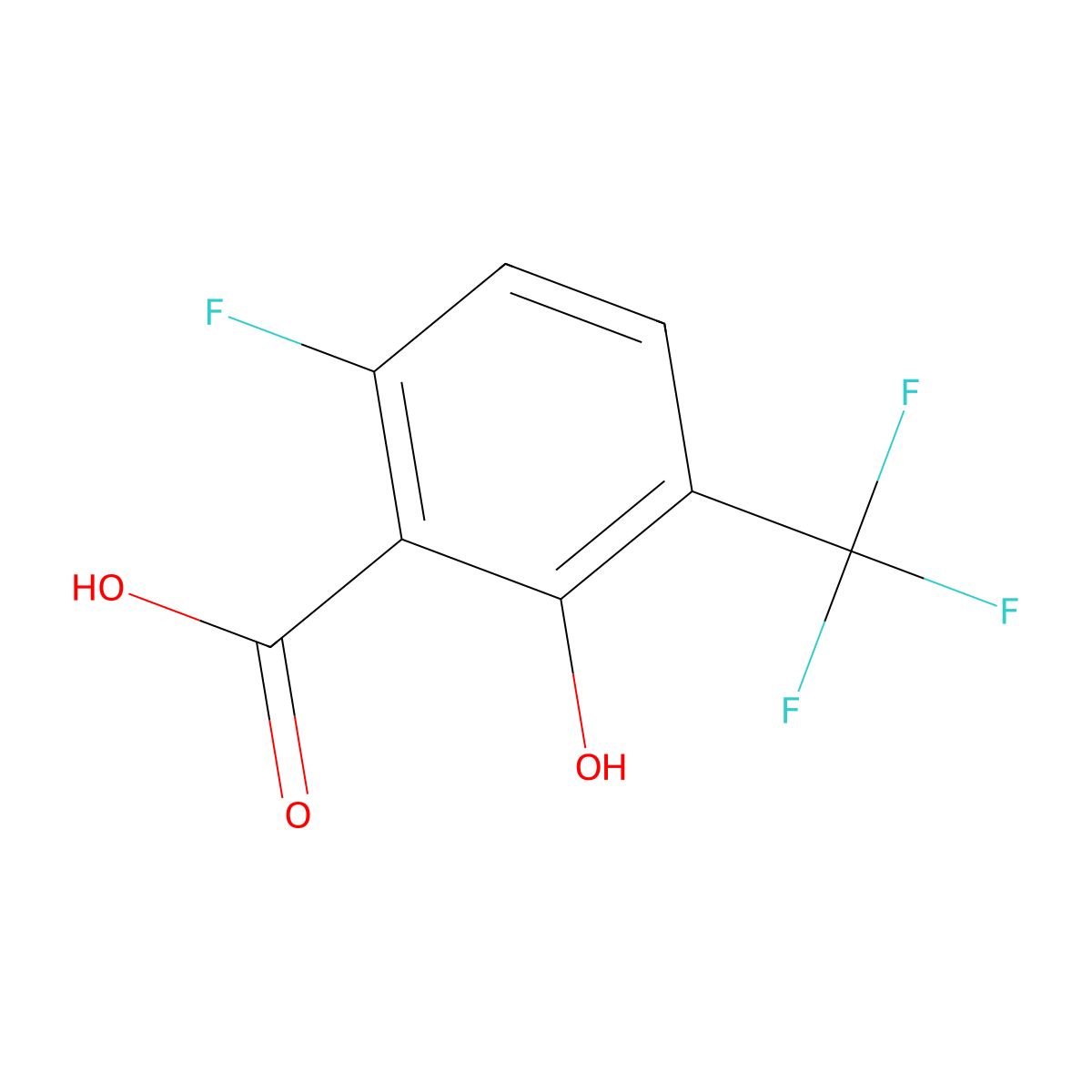 6-Fluoro-2-hydroxy-3-(trifluoromethyl)benzoic acid molecular structure, CAS 1823930-40-0