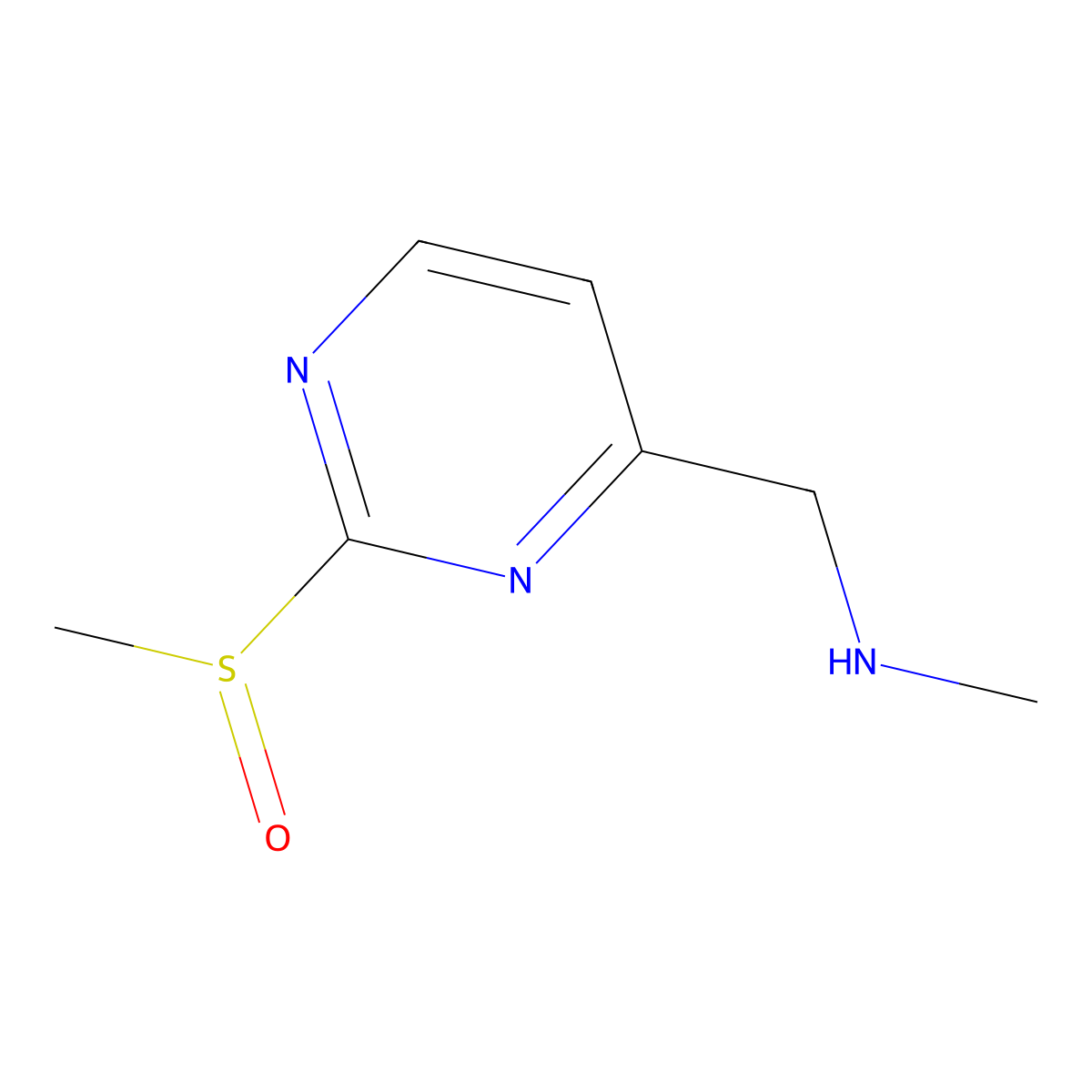 N-Methyl-1-(2-(methylsulfinyl)pyrimidin-4-yl)methanamine molecular structure, CAS 1823930-80-8