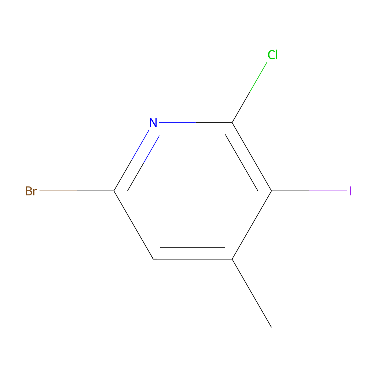 6-Bromo-2-chloro-3-iodo-4-methylpyridine molecular structure, CAS 1823934-07-1