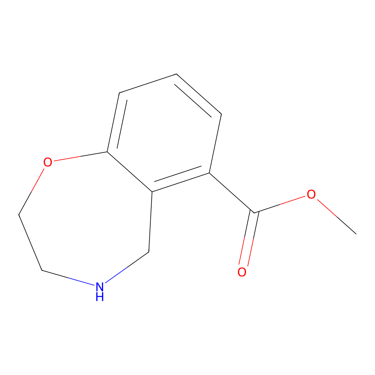 Methyl 2,3,4,5-tetrahydro-1,4-benzoxazepine-6-carboxylate molecular structure, CAS 1823935-20-1