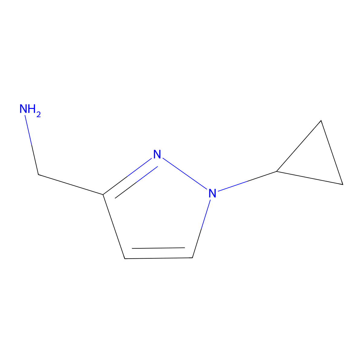 (1-cyclopropyl-1H-pyrazol-3-yl)methanamine molecular structure, CAS 1823941-17-8