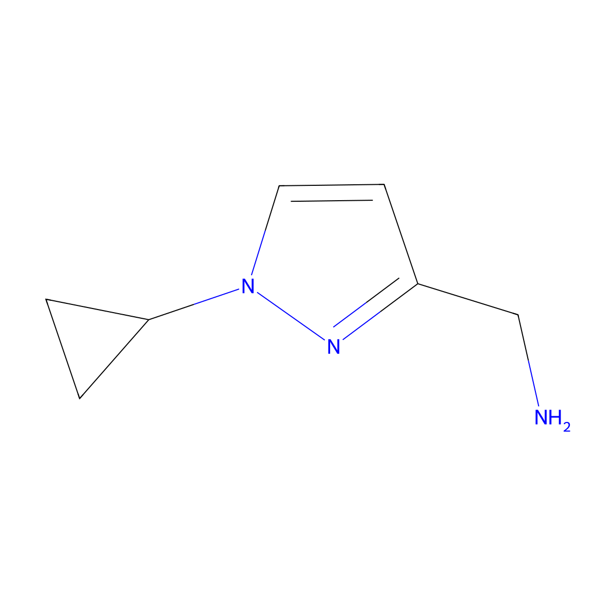 (1-cyclopropyl-1H-pyrazol-3-yl)methanamine molecular structure, CAS 1823941-17-8