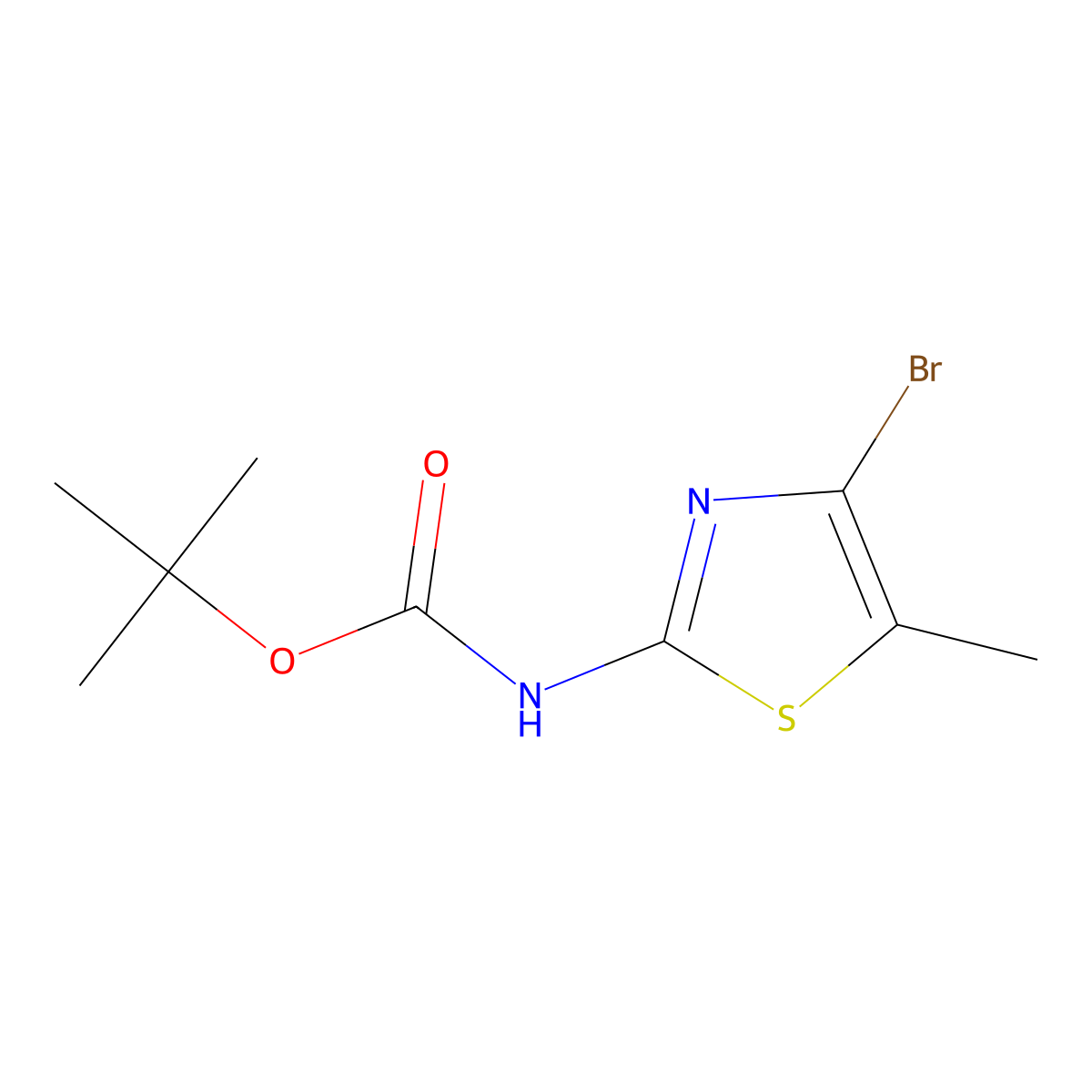 tert-Butyl (4-bromo-5-methylthiazol-2-yl)carbamate molecular structure, CAS 1823943-32-3