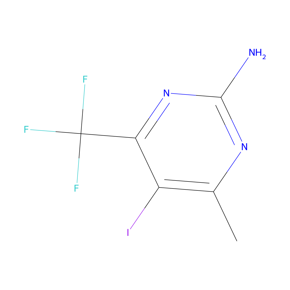 5-Iodo-4-methyl-6-(trifluoromethyl)pyrimidin-2-amine molecular structure, CAS 1823943-38-9