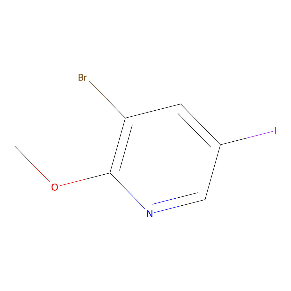 3-Bromo-5-iodo-2-methoxypyridine molecular structure, CAS 1823944-09-7