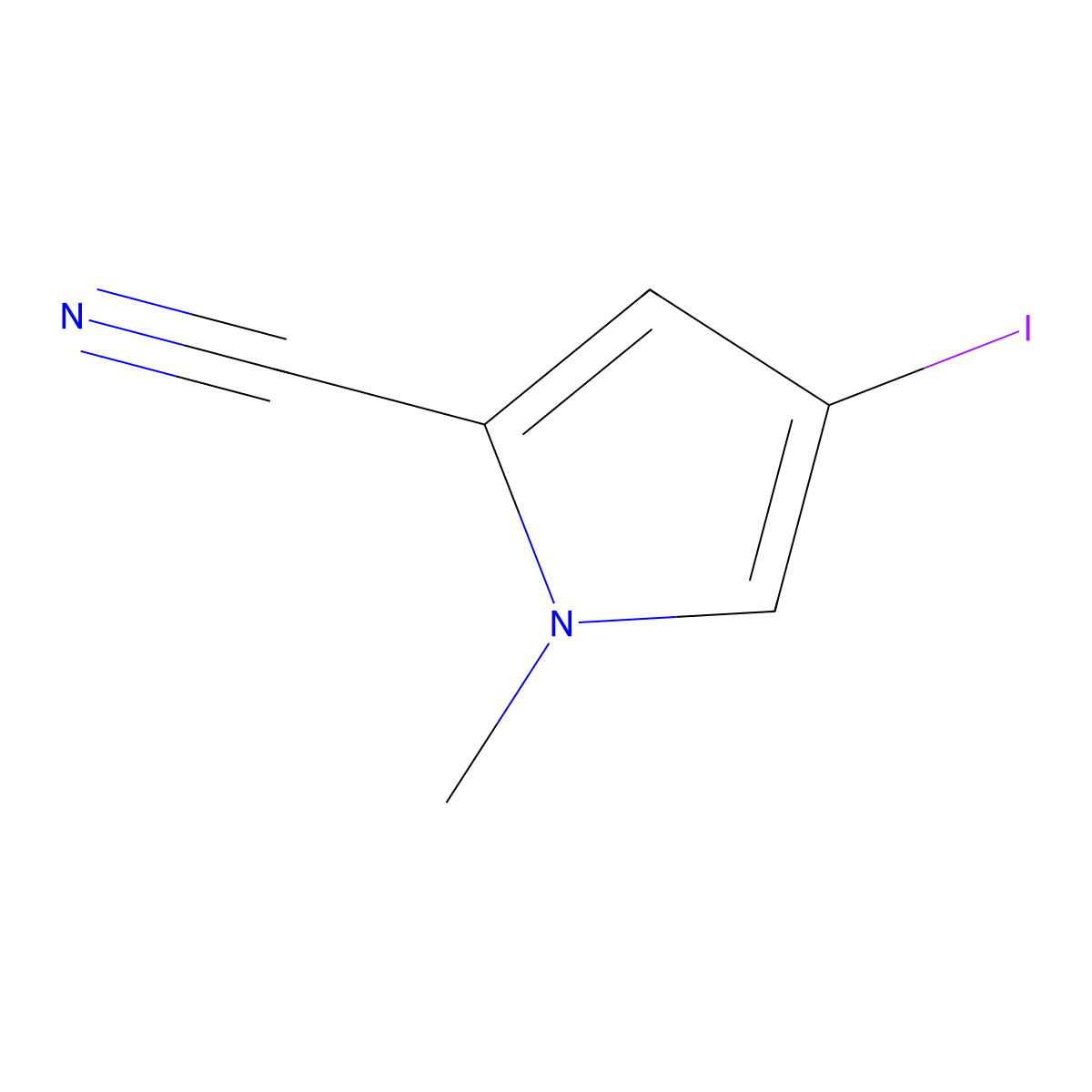4-iodo-1-methyl-1H-pyrrole-2-carbonitrile molecular structure, CAS 1823944-73-5