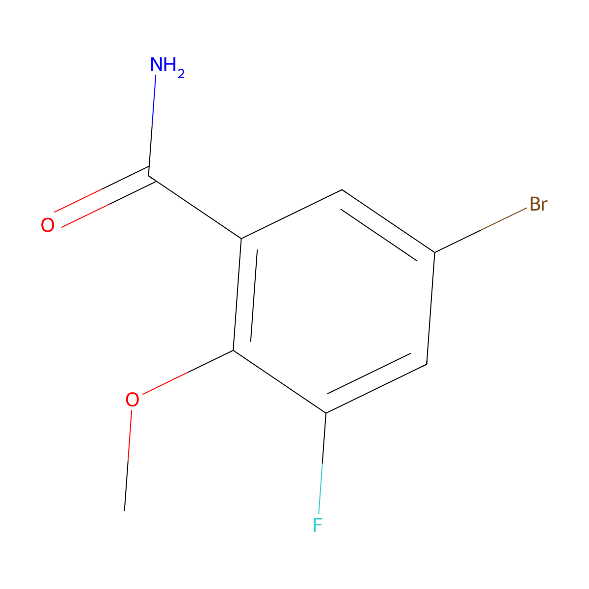 5-Bromo-3-fluoro-2-methoxybenzamide molecular structure, CAS 1823949-45-6