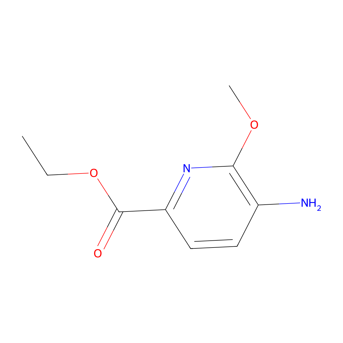 Ethyl 5-amino-6-methoxypicolinate molecular structure, CAS 1823950-18-0