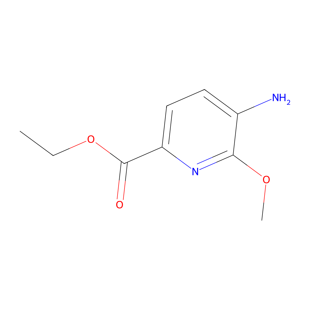 Ethyl 5-amino-6-methoxypicolinate molecular structure, CAS 1823950-18-0