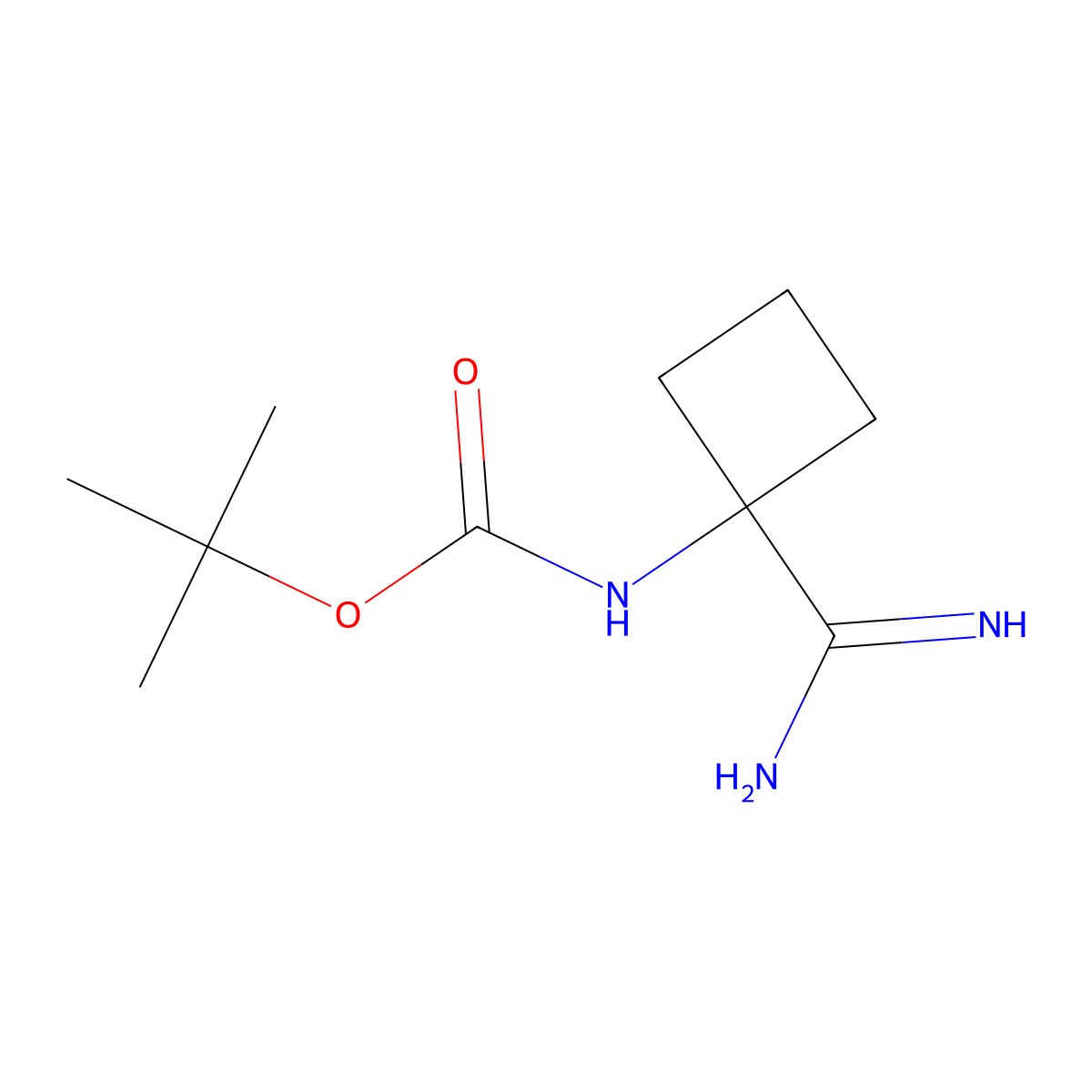 tert-Butyl N-(1-carbamimidoylcyclobutyl)carbamate molecular structure, CAS 1823951-12-7