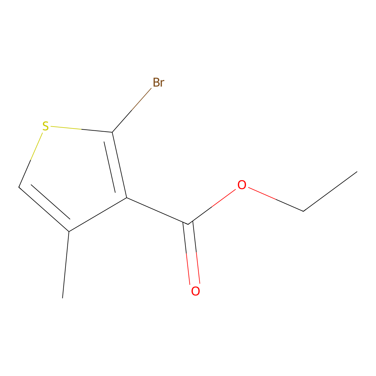 Ethyl 2-bromo-4-methylthiophene-3-carboxylate molecular structure, CAS 1823951-31-0