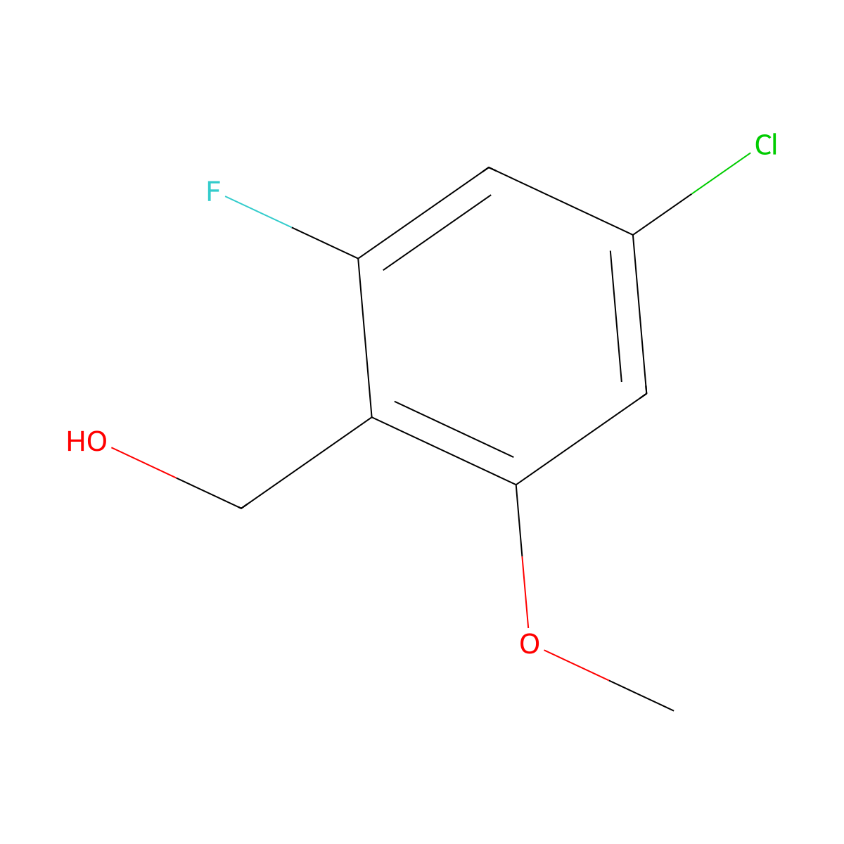 (4-Chloro-2-fluoro-6-methoxyphenyl)methanol molecular structure, CAS 1823952-59-5