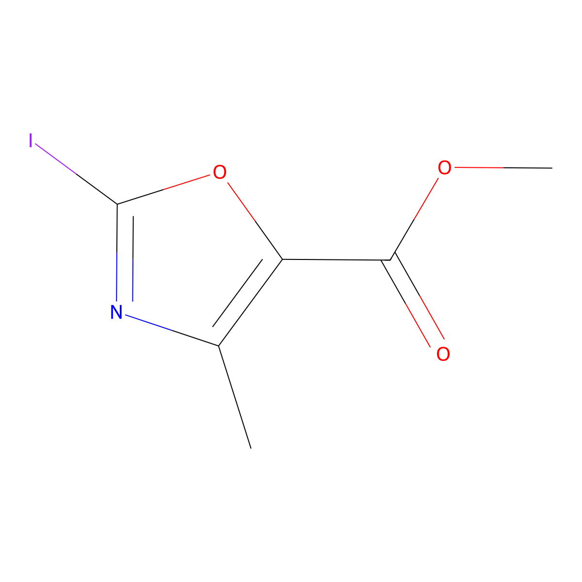 Methyl 2-iodo-4-methyloxazole-5-carboxylate molecular structure, CAS 1823953-03-2