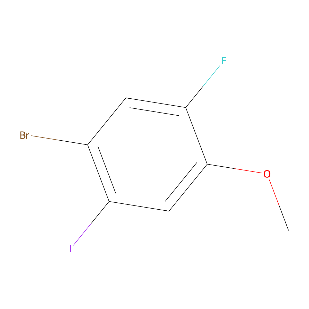 1-Bromo-5-fluoro-2-iodo-4-methoxybenzene molecular structure, CAS 1823954-27-3