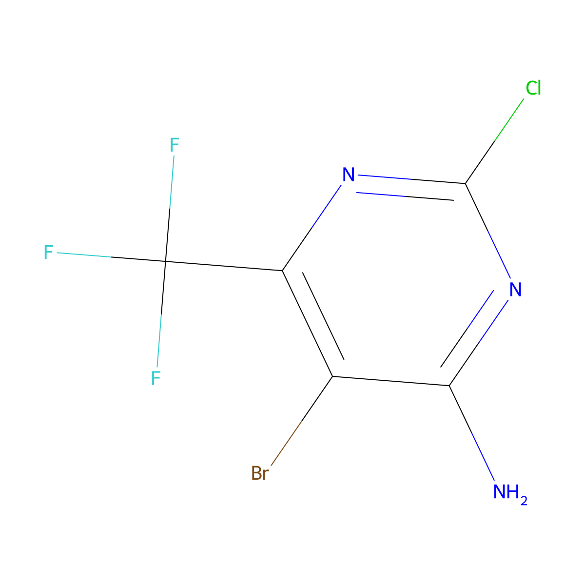 5-Bromo-2-chloro-6-(trifluoromethyl)pyrimidin-4-amine molecular structure, CAS 1823954-38-6
