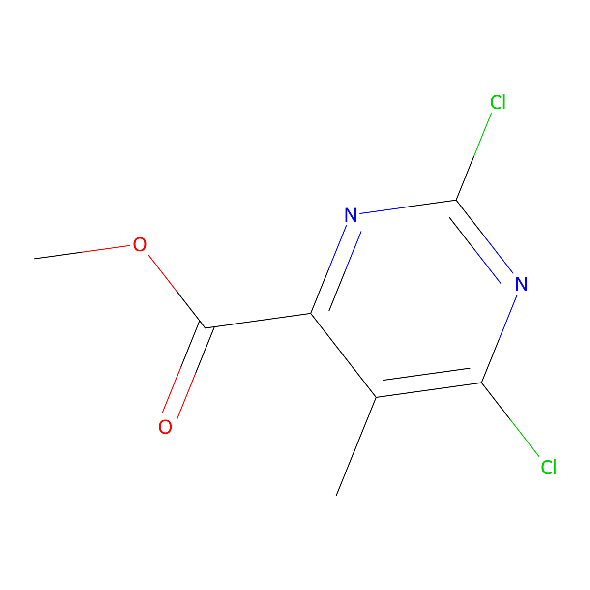 Methyl 2,6-dichloro-5-methylpyrimidine-4-carboxylate molecular structure, CAS 1823957-96-5