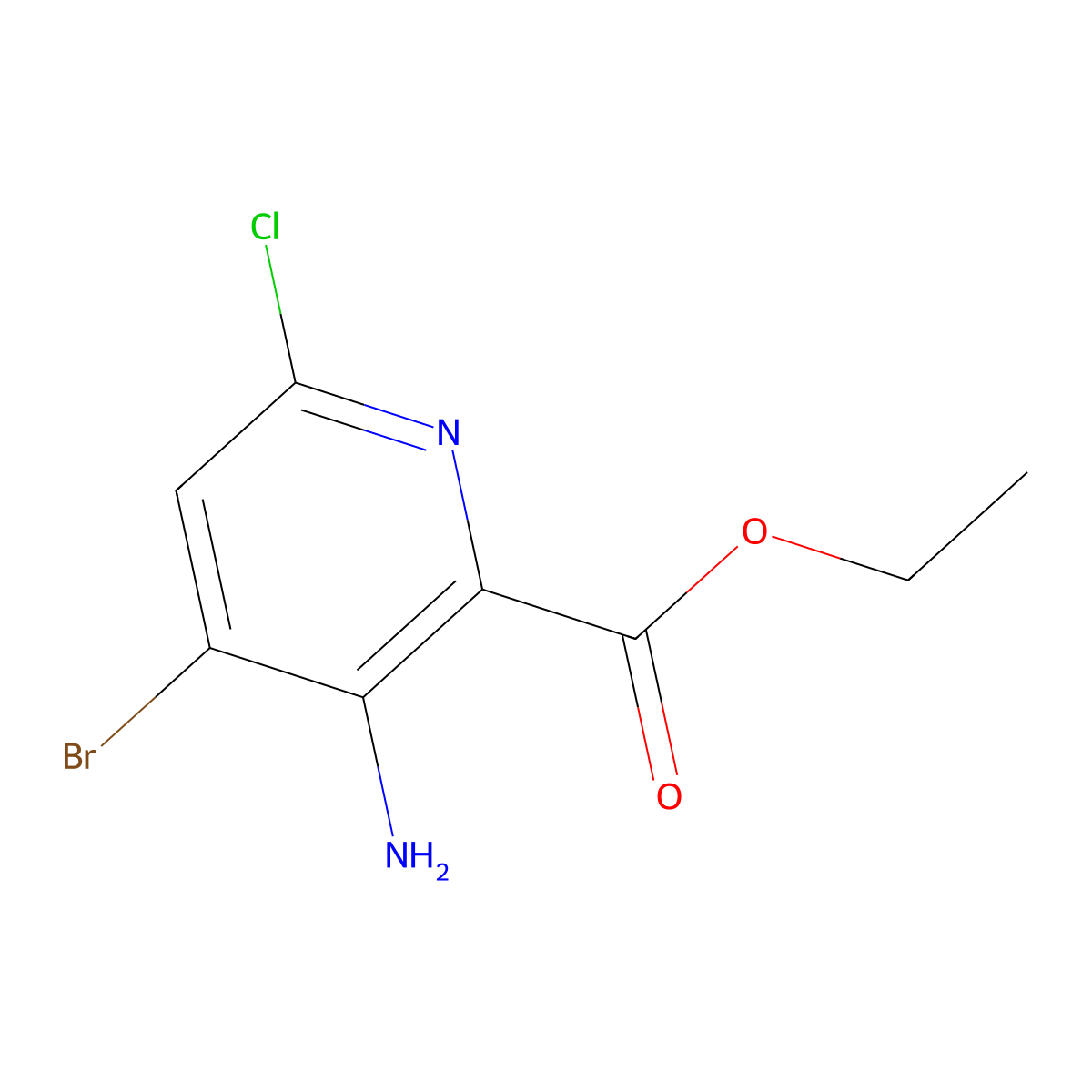 Ethyl 3-amino-4-bromo-6-chloropyridine-2-carboxylate molecular structure, CAS 1823960-33-3