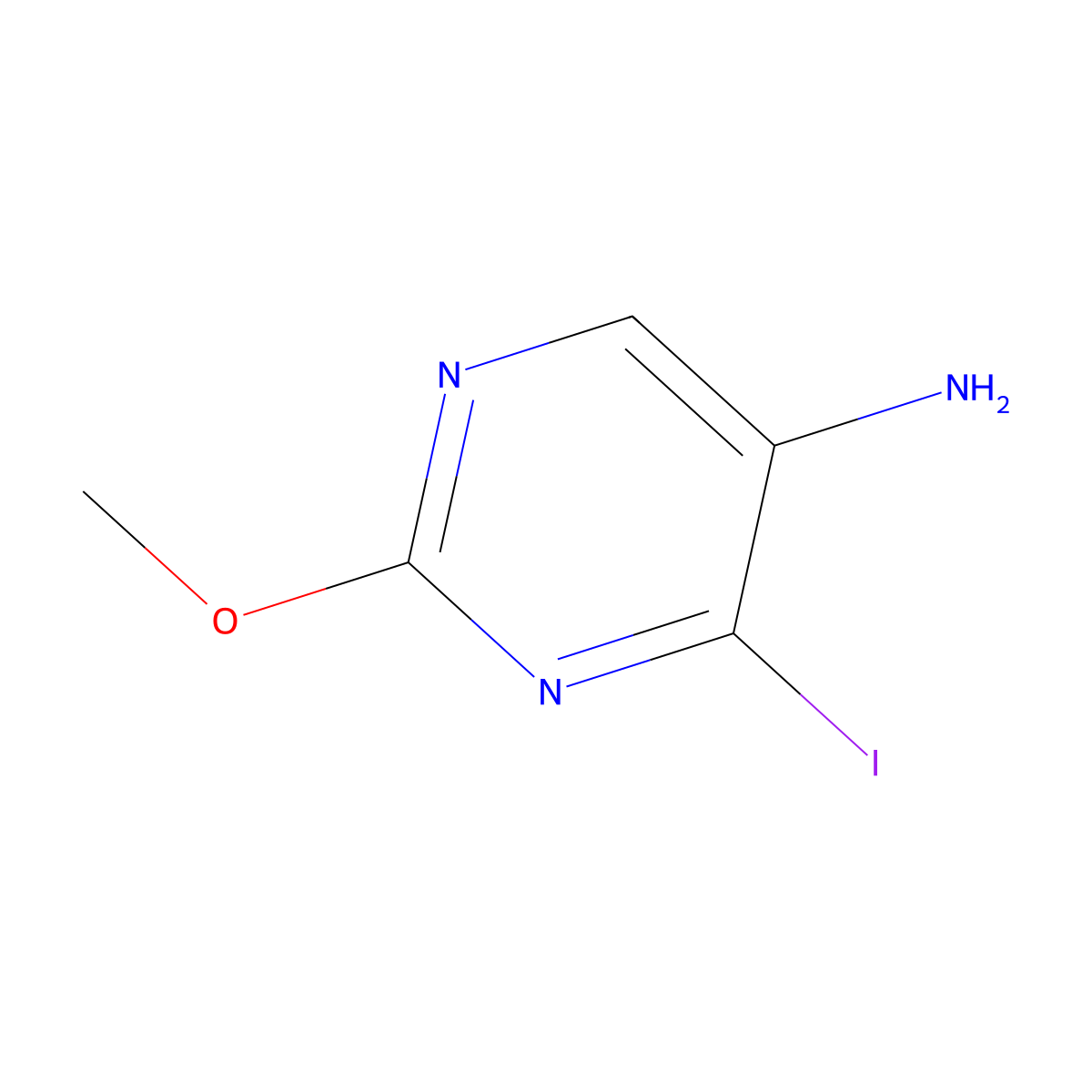 4-Iodo-2-methoxypyrimidin-5-amine molecular structure, CAS 1823960-96-8