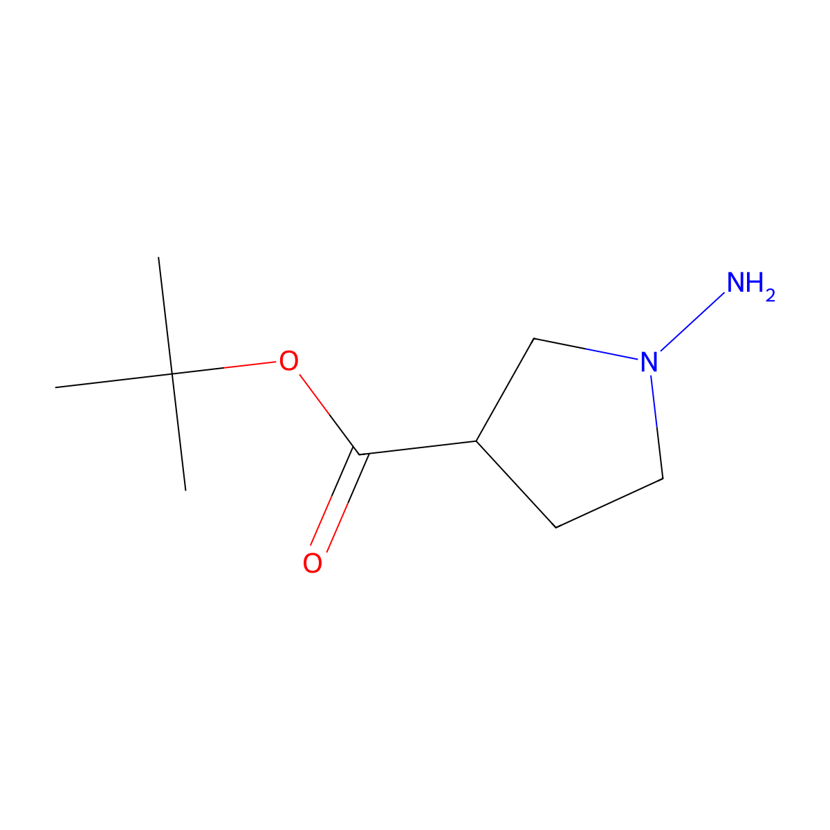 Tert-butyl 1-aminopyrrolidine-3-carboxylate molecular structure, CAS 1823961-12-1