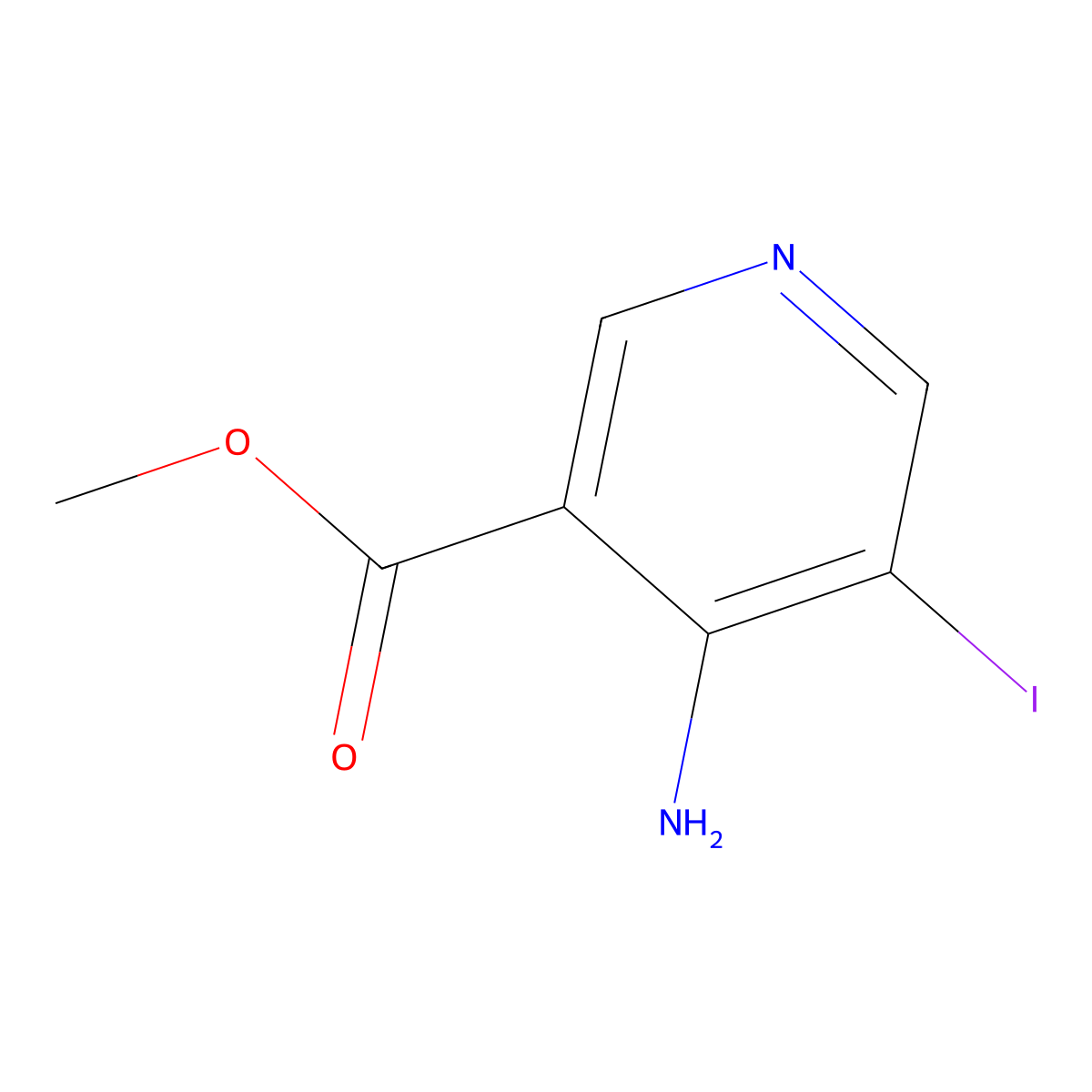 Methyl 4-amino-5-iodonicotinate molecular structure, CAS 1823961-14-3