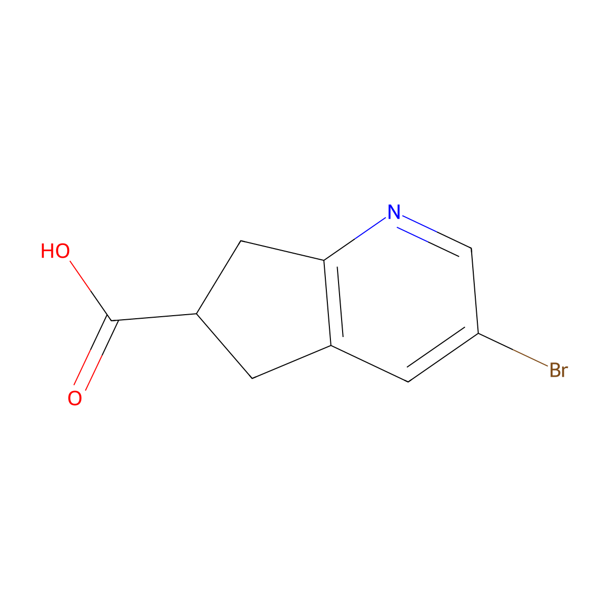 3-bromo-5H,6H,7H-cyclopenta[b]pyridine-6-carboxylic acid molecular structure, CAS 1823961-56-3