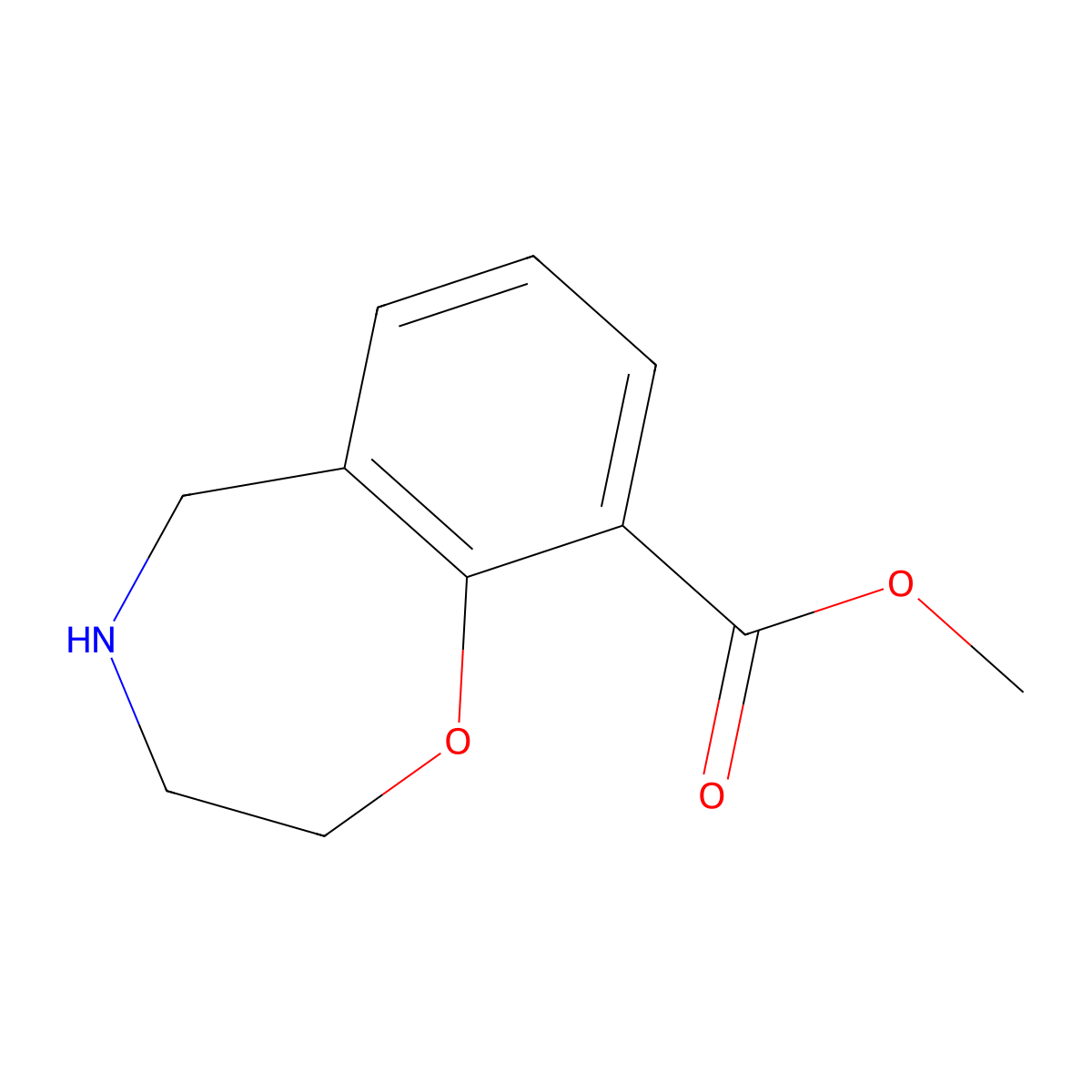 Methyl 2,3,4,5-tetrahydro-1,4-benzoxazepine-9-carboxylate molecular structure, CAS 1823961-58-5