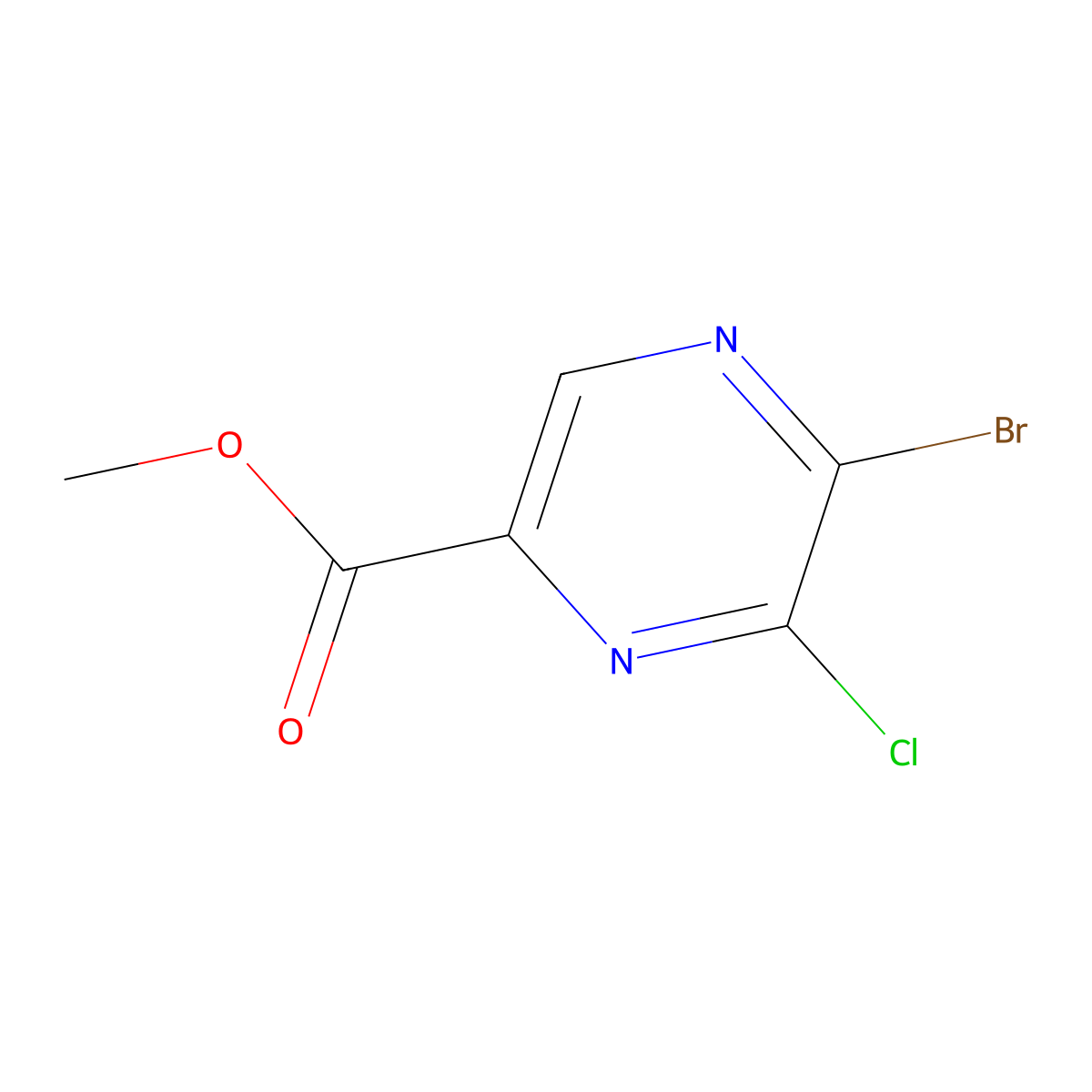 Methyl 5-bromo-6-chloropyrazine-2-carboxylate molecular structure, CAS 1823961-84-7