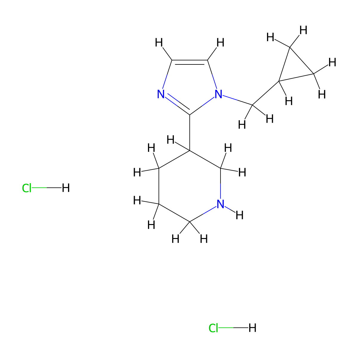 3-[1-(cyclopropylmethyl)-1H-imidazol-2-yl]piperidine dihydrochloride molecular structure, CAS 1823962-21-5