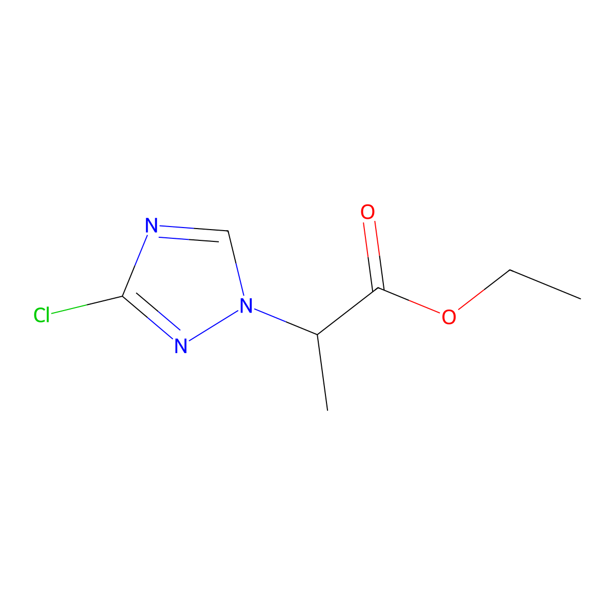 Ethyl 2-(3-chloro-1H-1,2,4-triazol-1-yl)propanoate molecular structure, CAS 1823967-22-1
