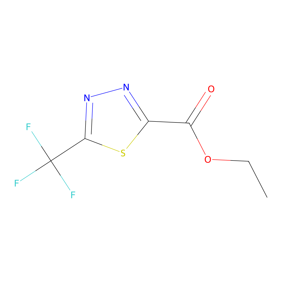 Ethyl 5-(trifluoromethyl)-1,3,4-thiadiazole-2-carboxylate molecular structure, CAS 1823967-24-3