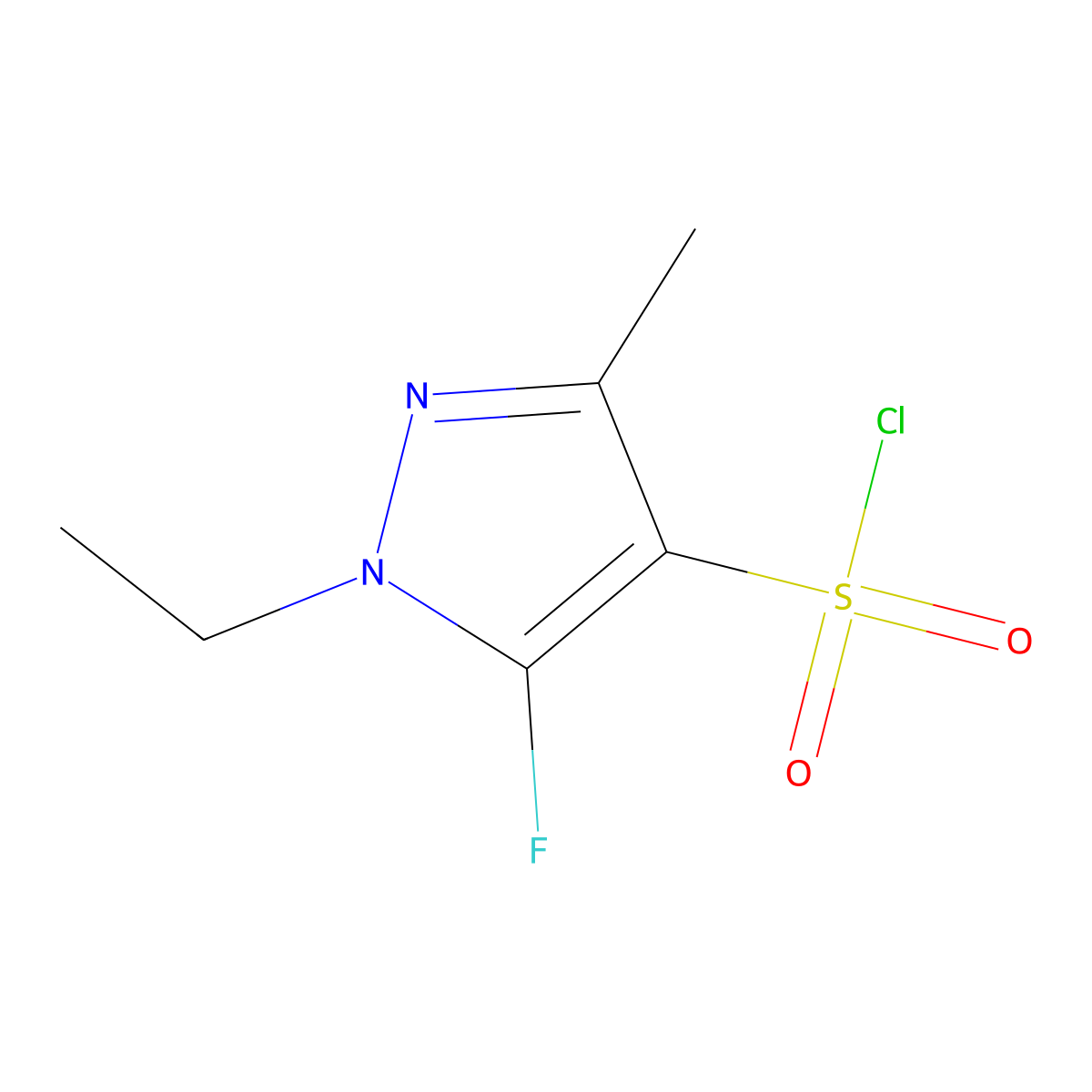 1-ethyl-5-fluoro-3-methyl-1H-pyrazole-4-sulfonyl chloride molecular structure, CAS 1823967-46-9