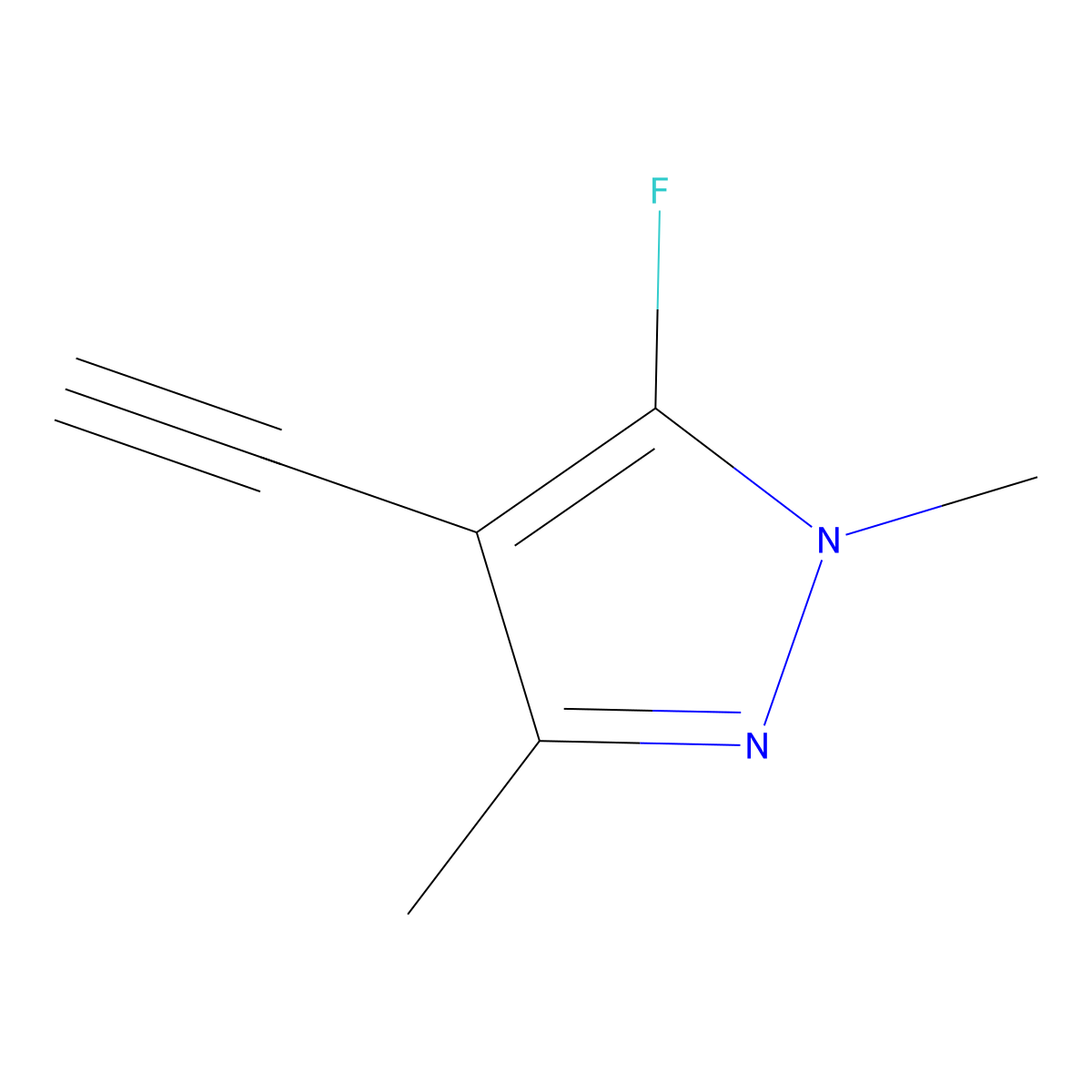 4-ethynyl-5-fluoro-1,3-dimethyl-1H-pyrazole molecular structure, CAS 1823967-57-2