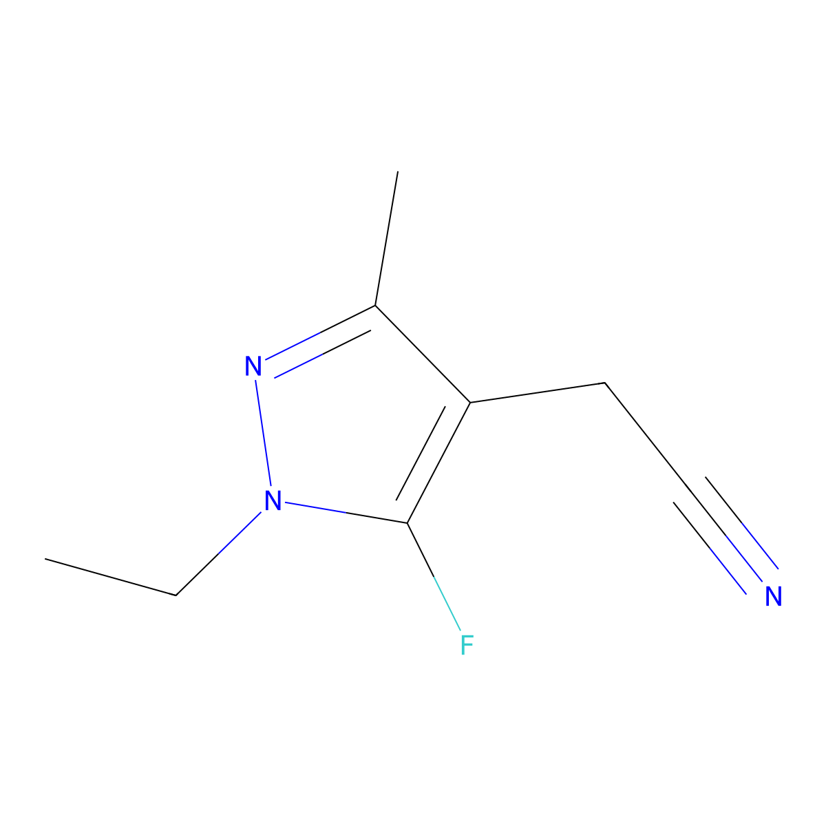 2-(1-Ethyl-5-fluoro-3-methyl-1H-pyrazol-4-yl)acetonitrile molecular structure, CAS 1823967-69-6