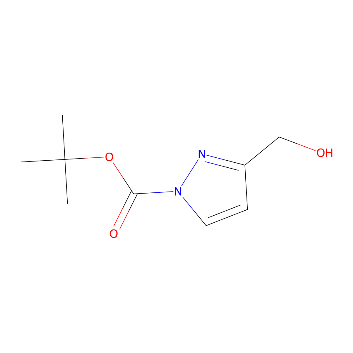 tert-Butyl 3-(hydroxymethyl)-1H-pyrazole-1-carboxylate molecular structure, CAS 1823967-74-3